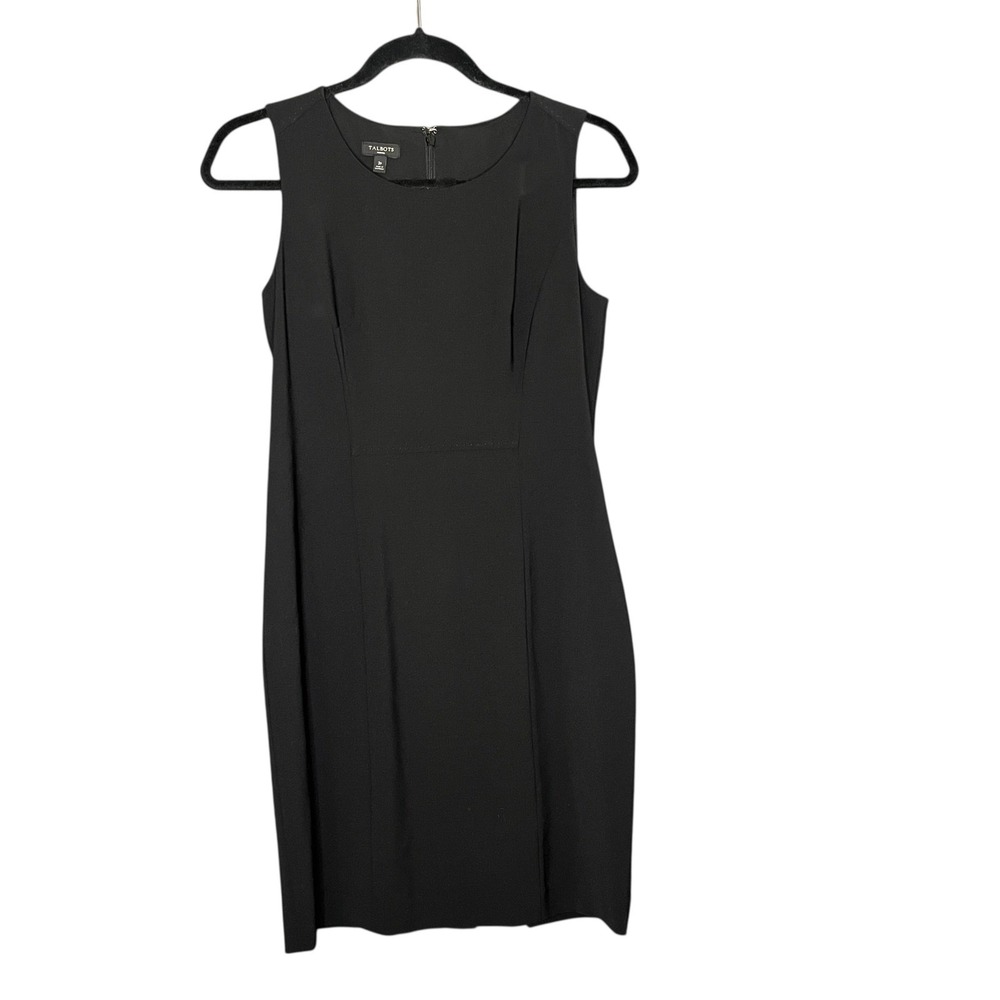 Talbots Petites Black Sheath Dress NWOT Sleeveless Career Business 2P Wool Blend